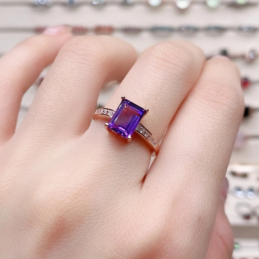 戒指银S925镶嵌水晶戒指