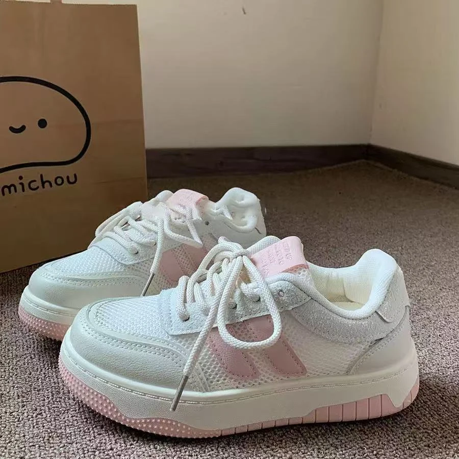 夏季新款透气网面板鞋夏天女鞋百搭运动鞋小白鞋-1216