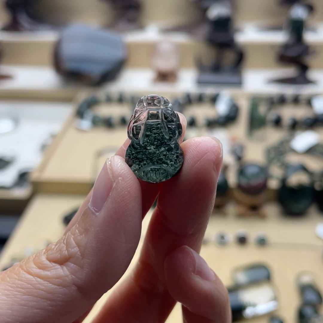 柚***茶颈饰未镶嵌水晶绿幽灵吊坠打孔定制