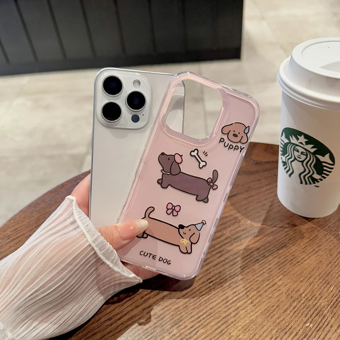 粉底美乐蒂腊肠狗适用ihone16promax苹果15pro手机壳14新款13