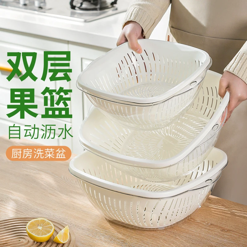 沥水篮家用厨房水池洗菜洗水果篮子多功能创意水槽滤水透明置物架