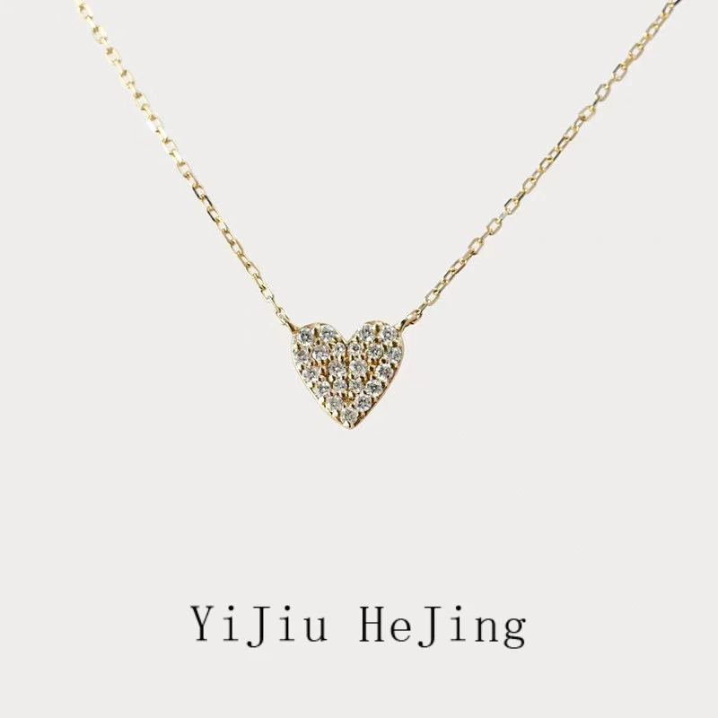 不锈钢锆石项链 同款爱心项链女经典简约气质镶心形吊坠锁骨链新