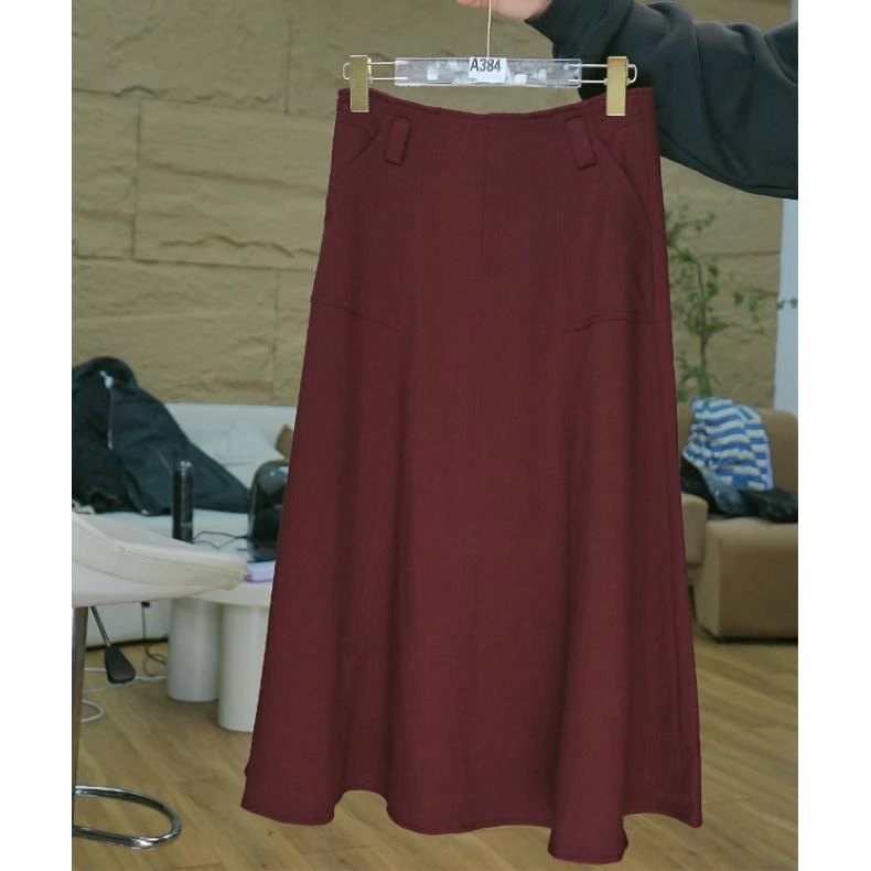 安可拉红时尚A字版半身裙气质款(YB2013-497）