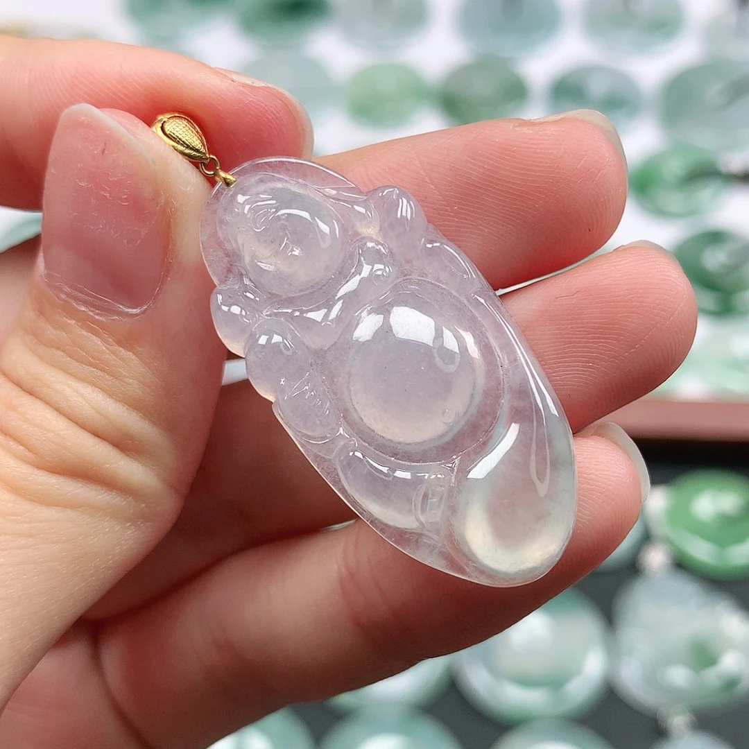 翡翠颈饰18K金镶嵌佛