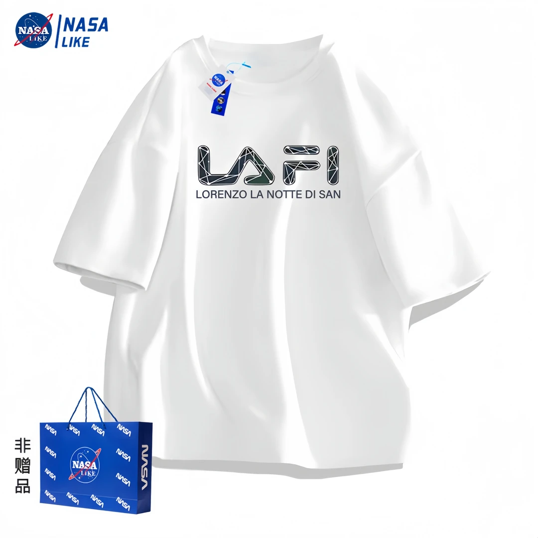NASA官方旗舰店 重磅纯棉短T桖男美式休闲宽松百搭圆领情侣款短袖