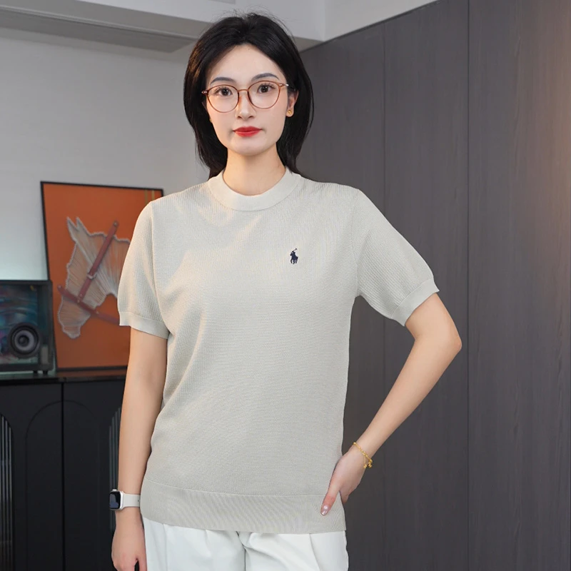 夏季新款简约针织衫欧若风轻柔百搭透气短袖男士圆领T恤8386