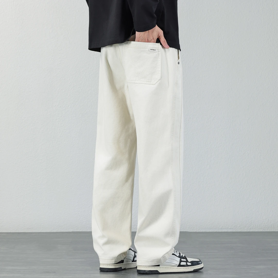 松紧腰百搭休闲裤男2025秋冬季宽松廓形水洗裤子舒适纯棉直筒长裤