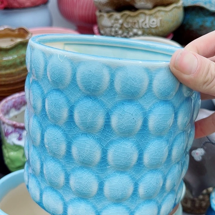 多肉绿植陶瓷花盆9.9包邮，有孔