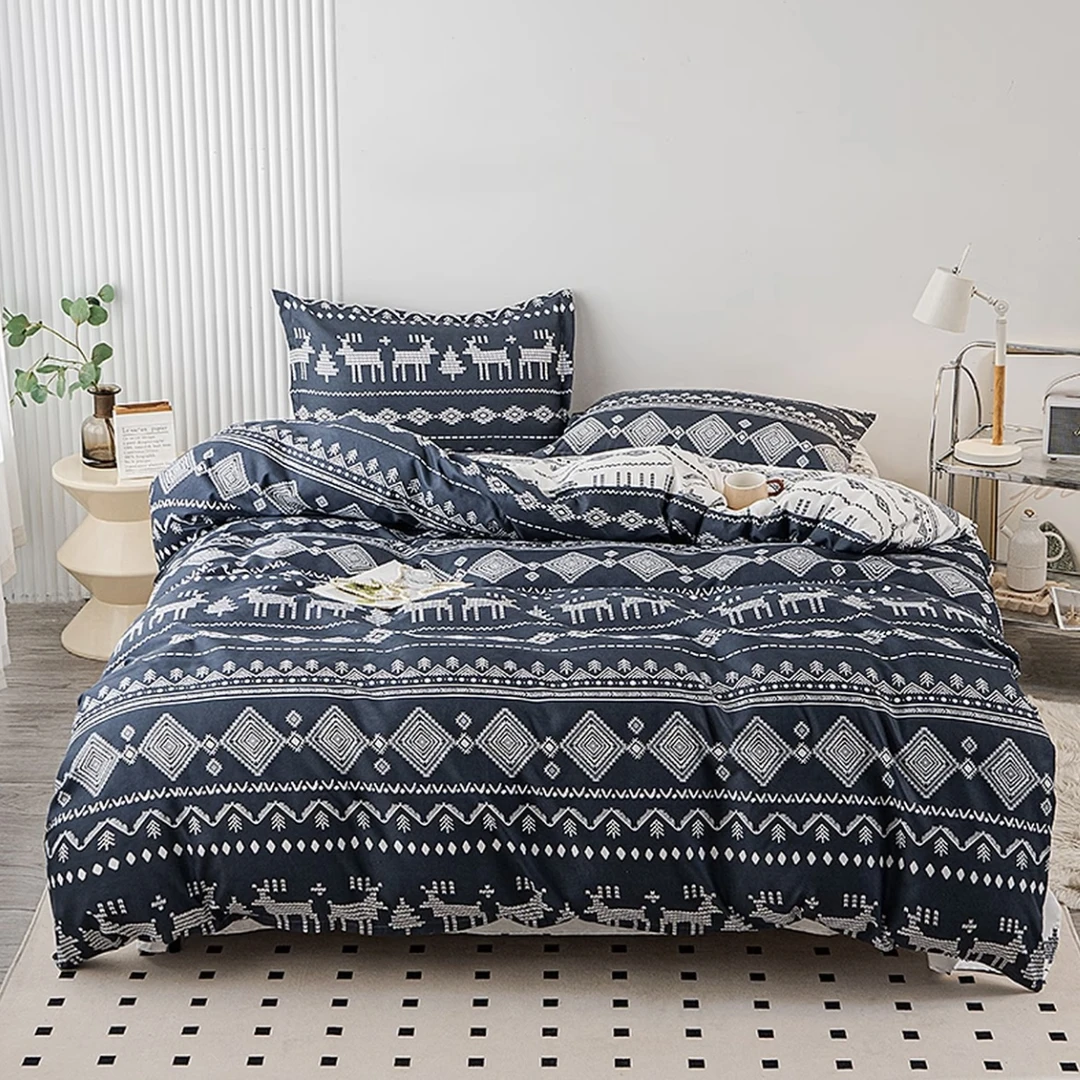 透气保暖亲肤印花柔肤棉四件套套件轻奢