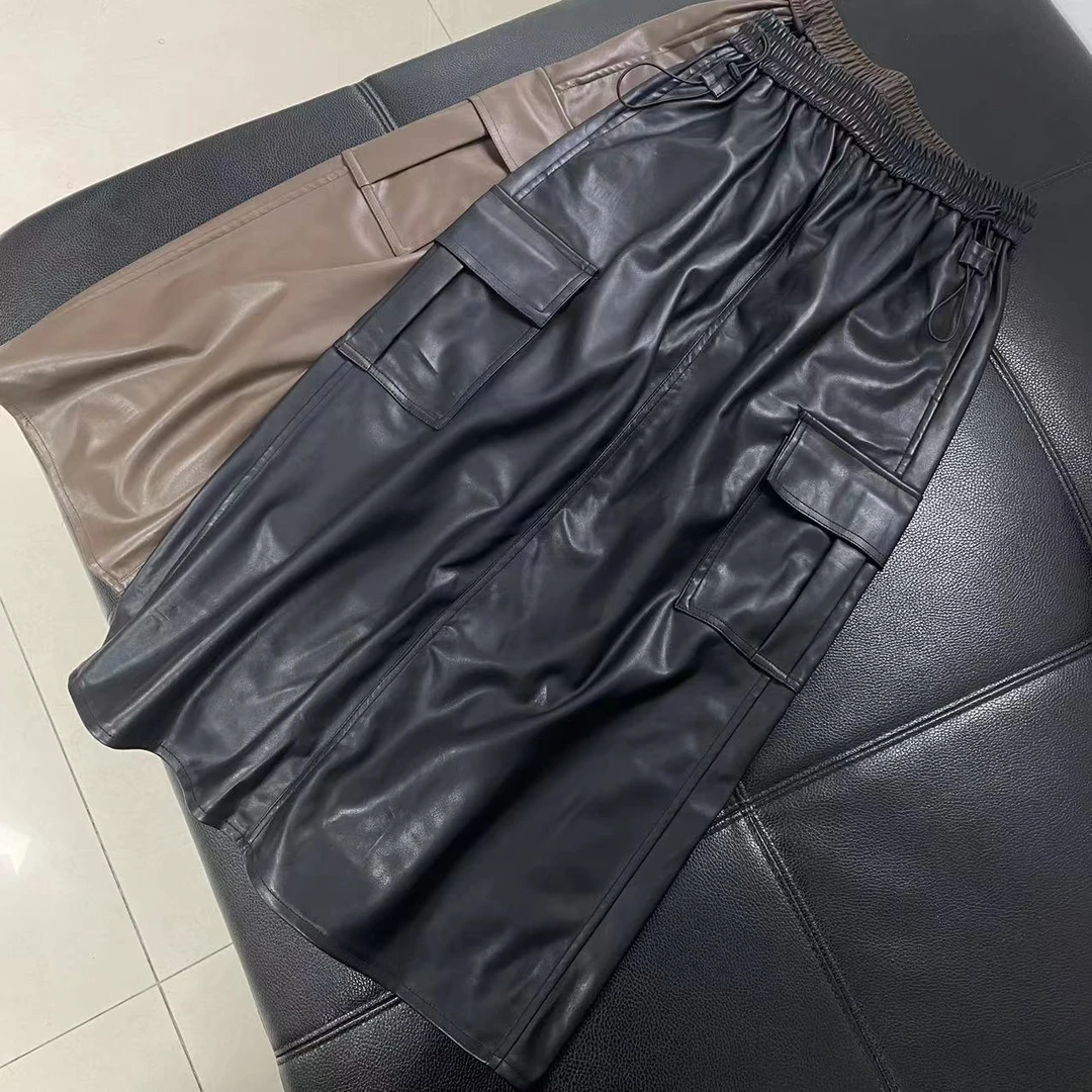 CS015春装新款柔软亲肤工装半身皮裙