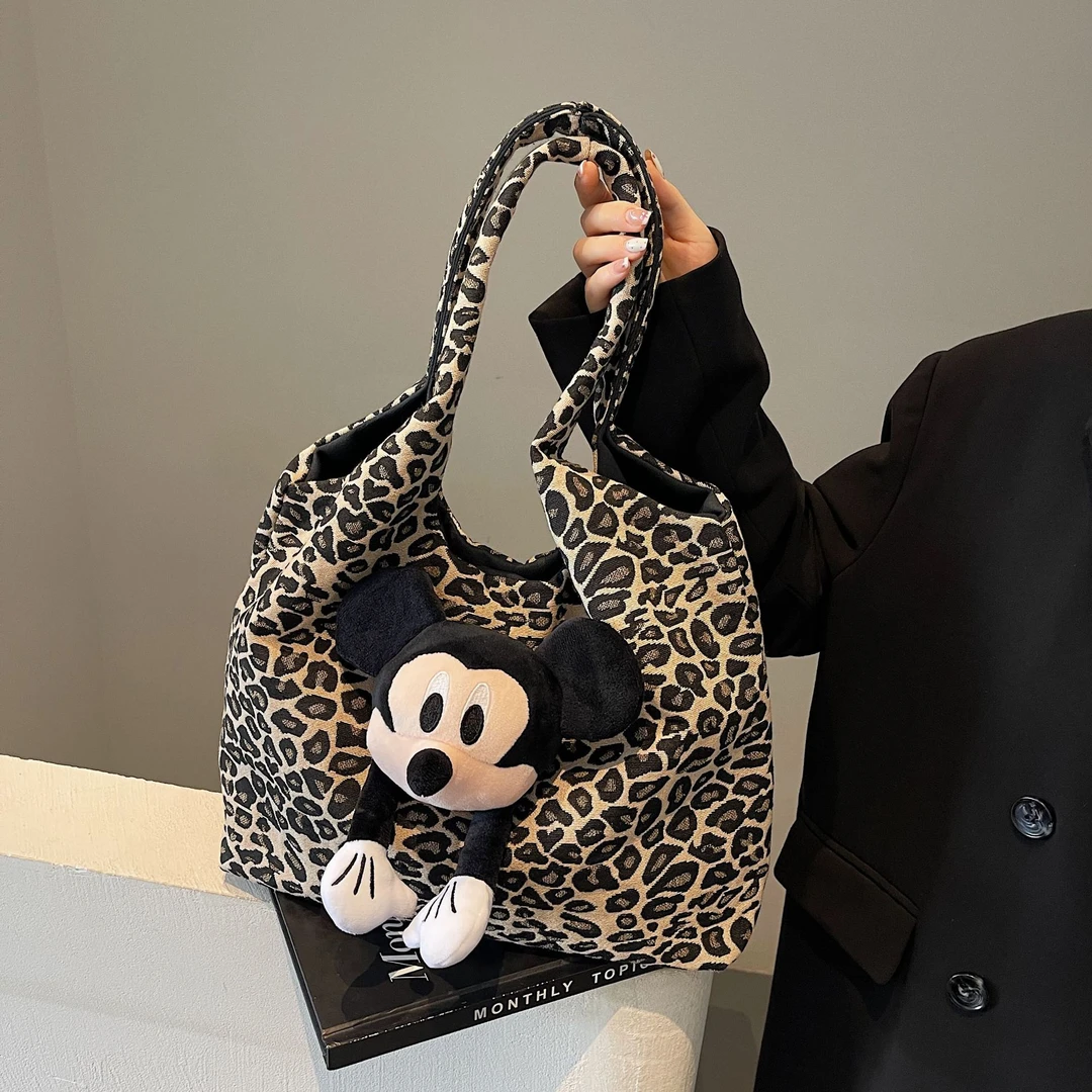 豹纹大容量包通勤包包女新款潮时尚米奇上班族百搭通勤单肩托特包