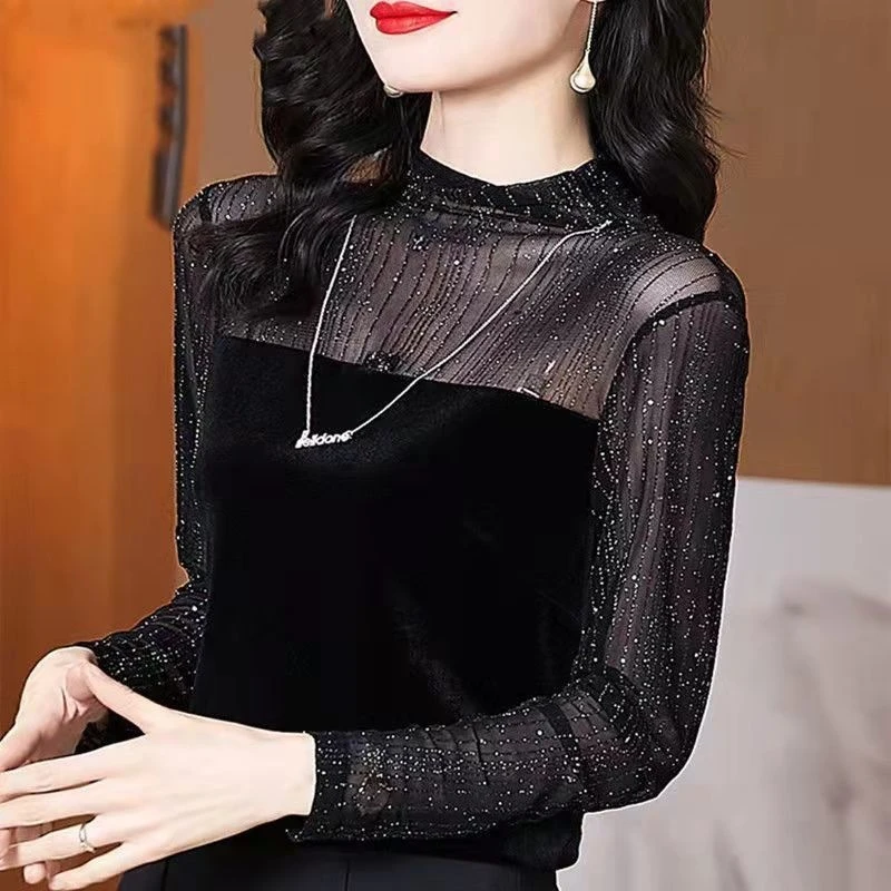 【80-160斤可穿】大码闪闪衫女时尚修身内搭外穿小衫上衣T0