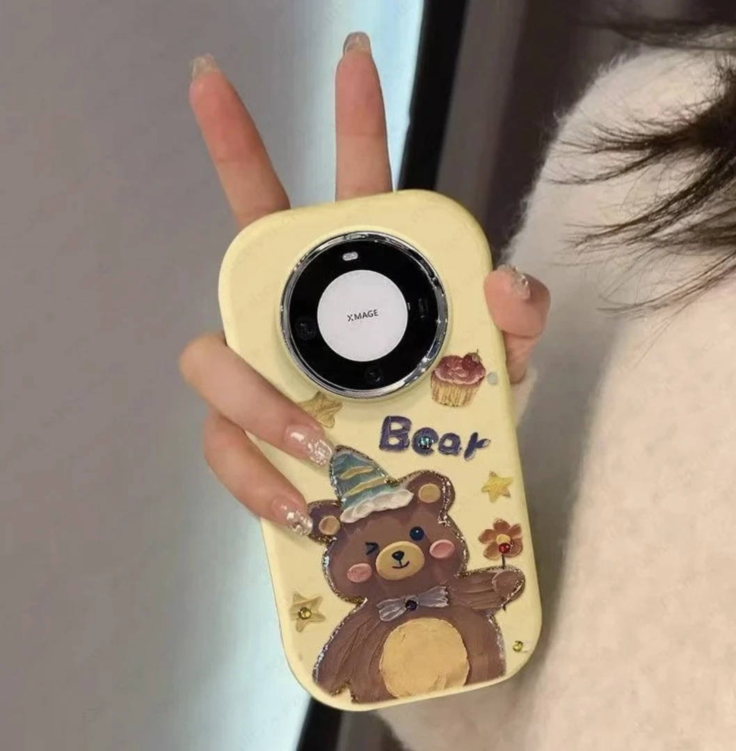 彩色生日小熊苹果16pro手机壳艺术感小众iphone15女款14超火简约