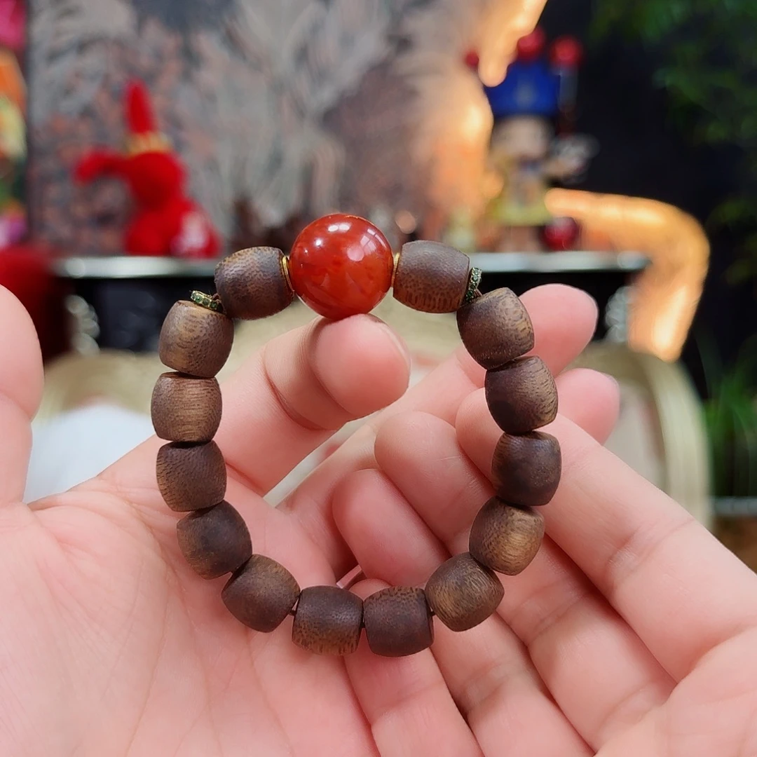 沉香18K金镶嵌手串手串