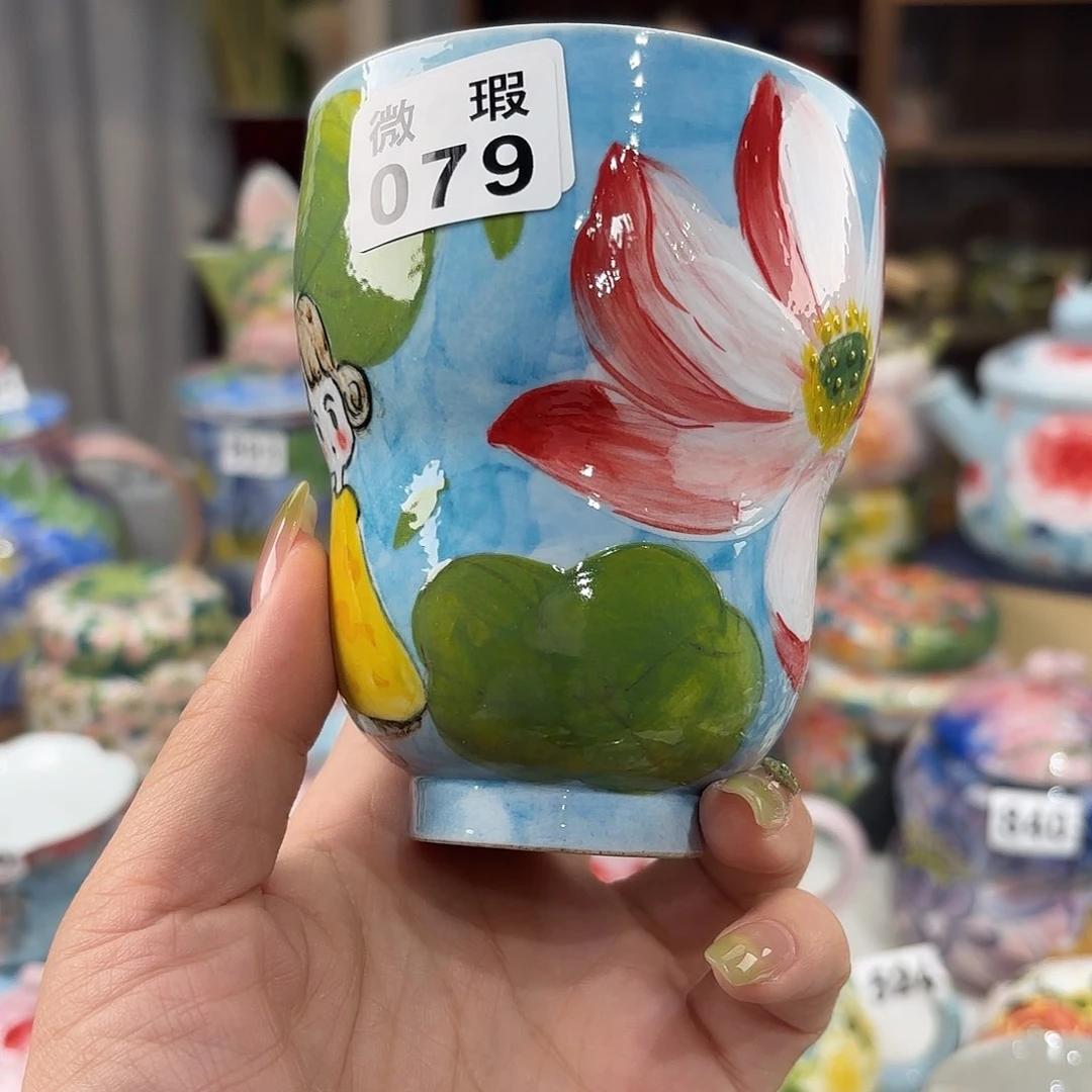 瓷片景德镇手绘高温釉下彩陶瓷茶具