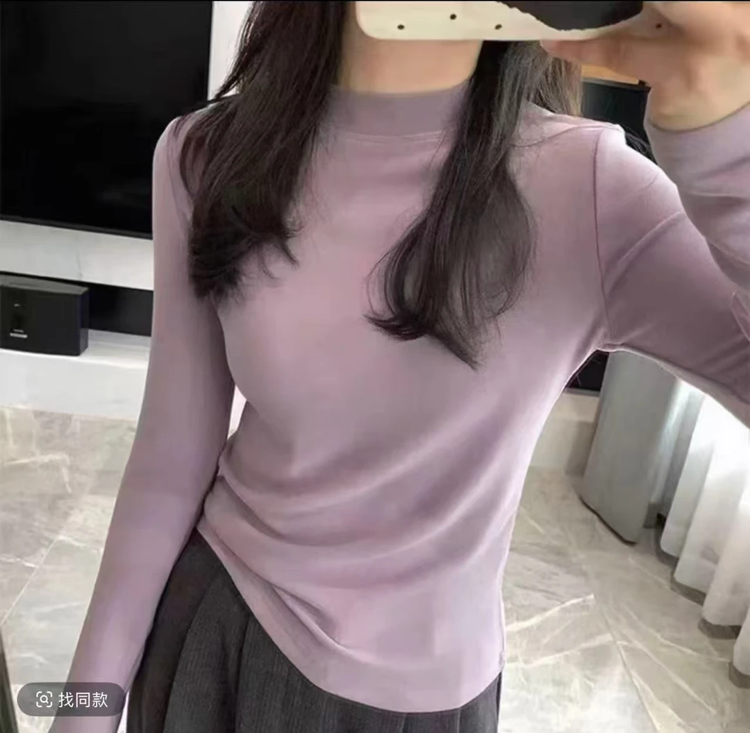 滨莉家【081】新款柔软亲肤蛋白绒打底衫