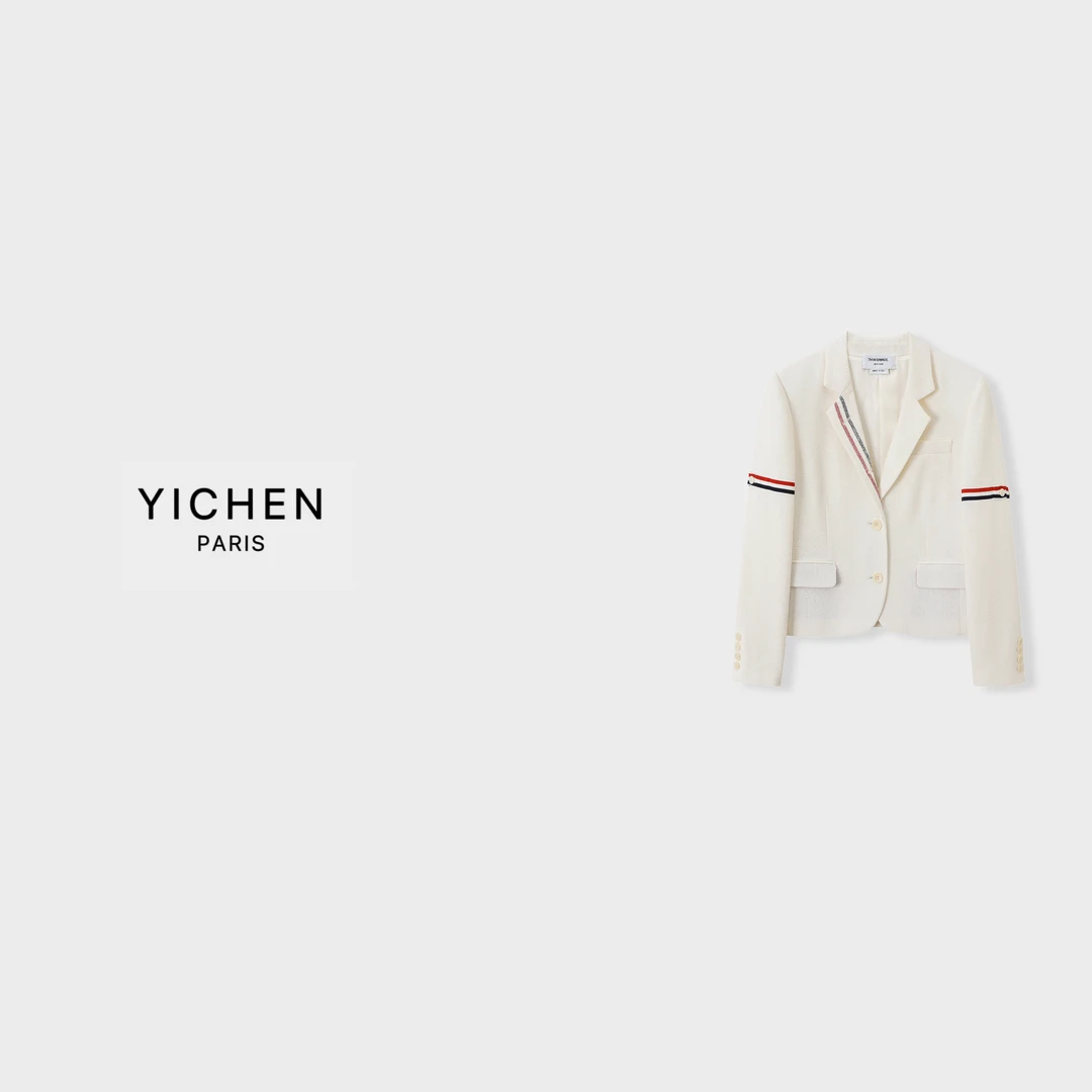 YC 彩条系列 T B 学院风奶油白西装短外套-5230