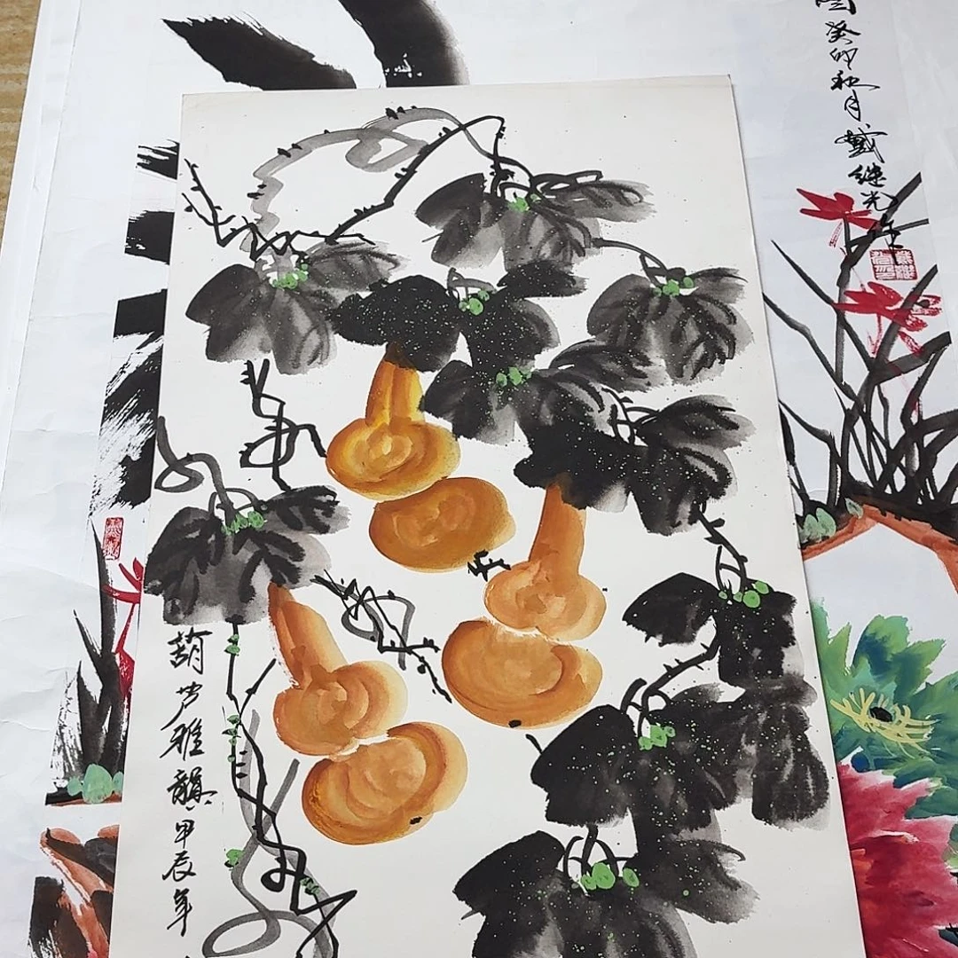 国画三尺整纸国画手绘作品