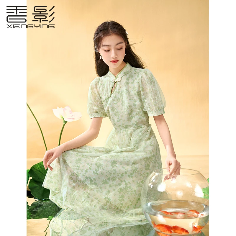 【粉丝专属】Q832330旗袍 香影改良旗袍女夏装新款碎花裙子国风