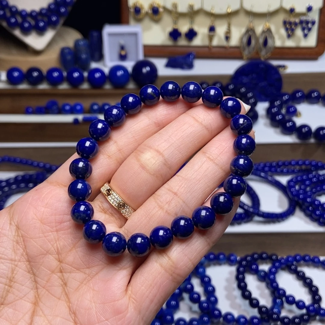 无***欲青金石未镶嵌老矿 精品8mm+单圈手串