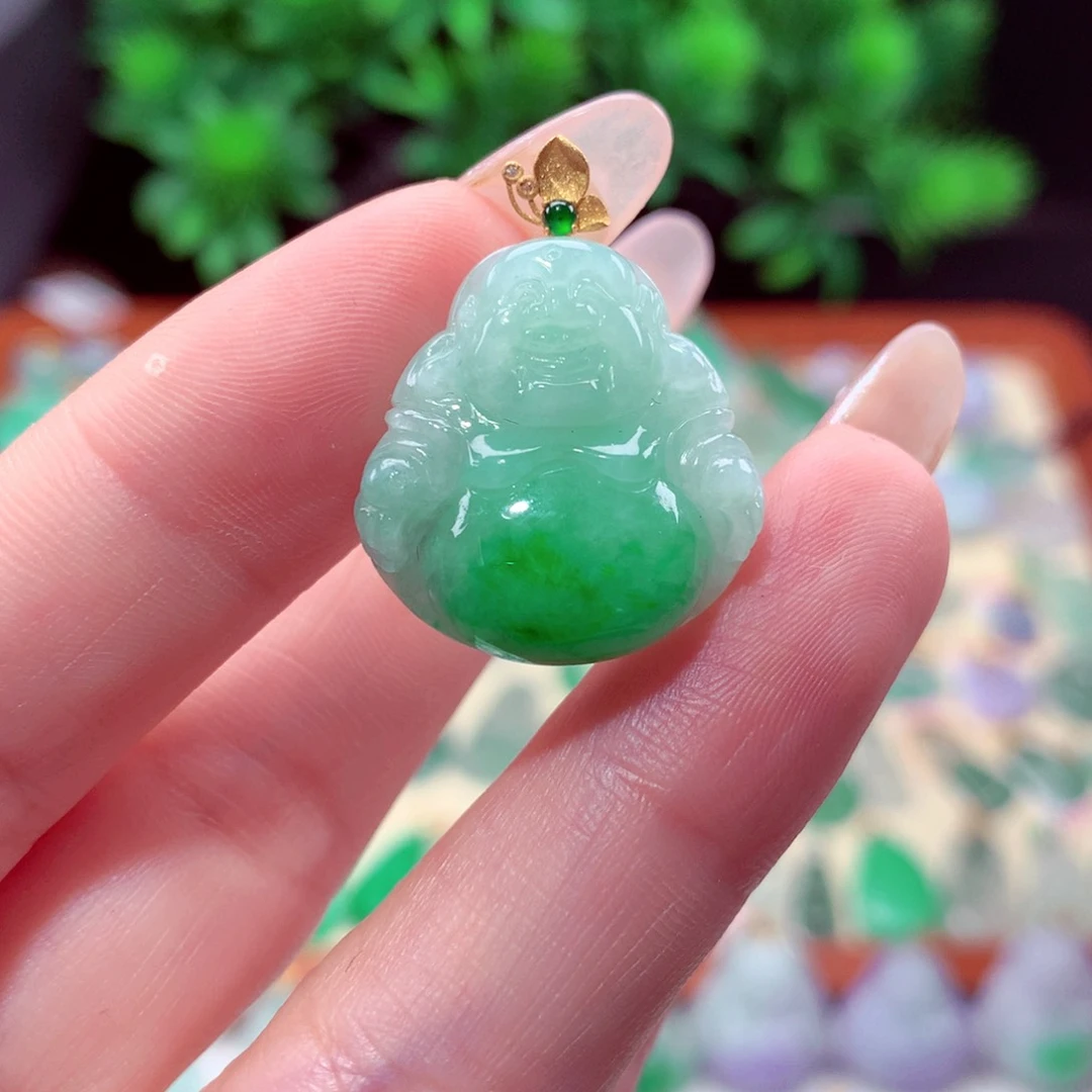 翡翠18K金镶嵌吊坠(不含链)