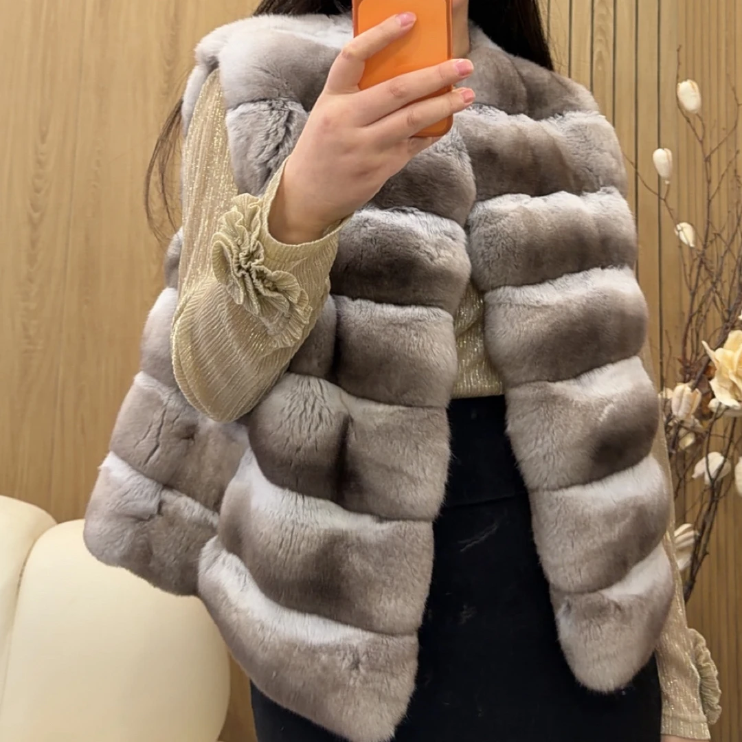 进口龙猫皮草时尚百搭外套卡布奇诺