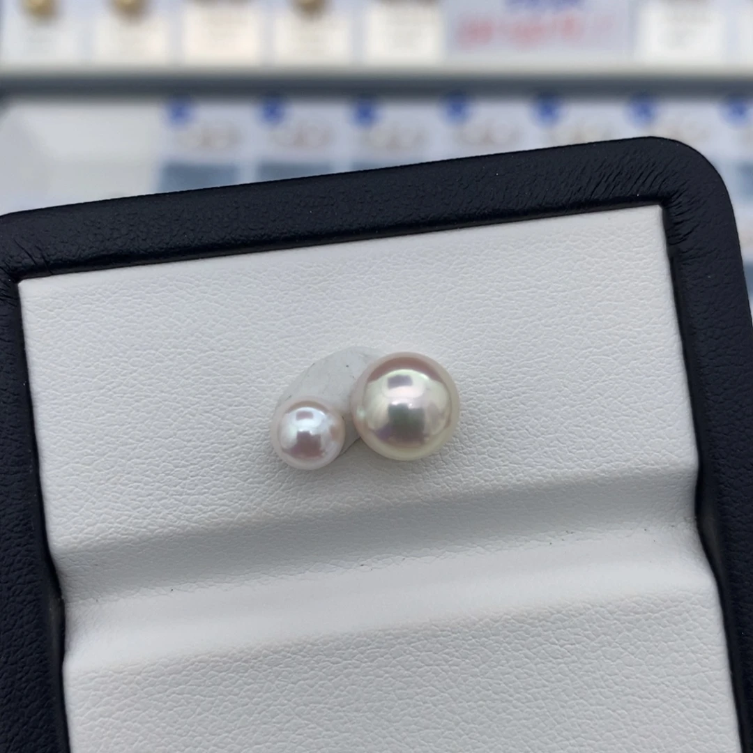 未镶嵌天女Akoya双珠海水珍珠5-6/8-9