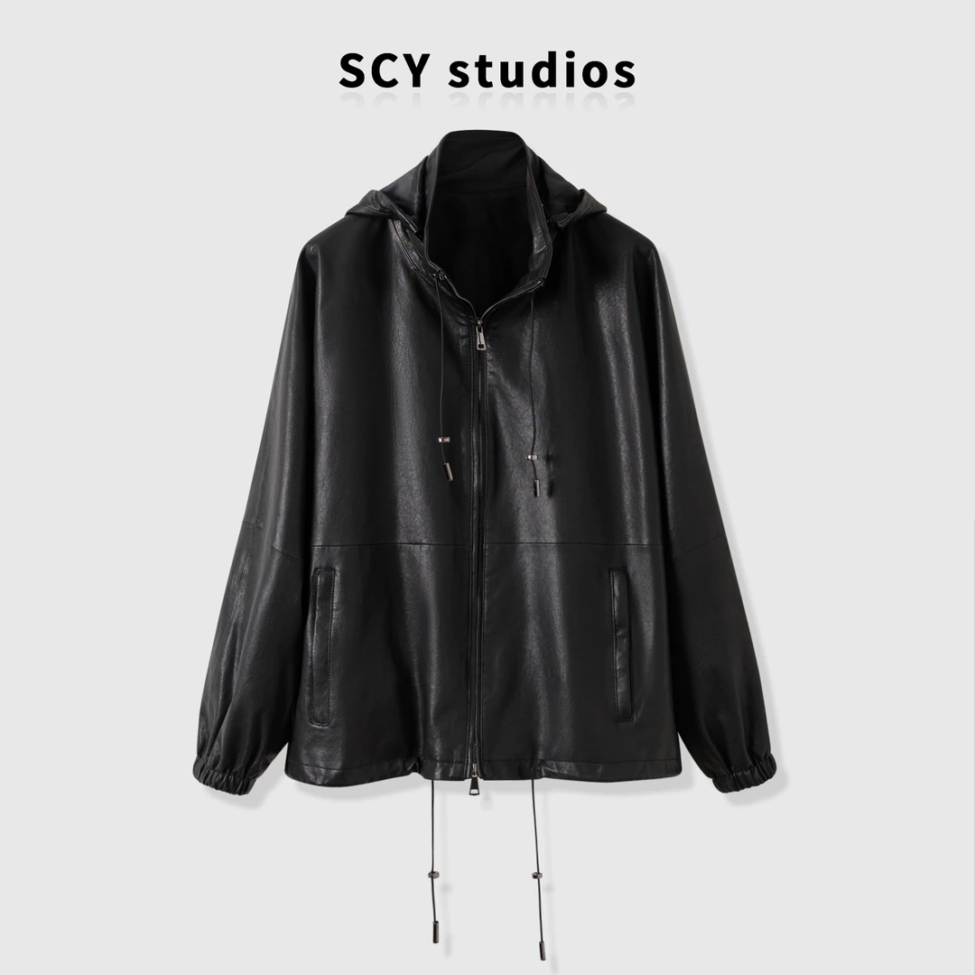 SCY｜ 头层绵羊皮全植鞣可脱卸连帽秋冬简约美式极简风皮衣