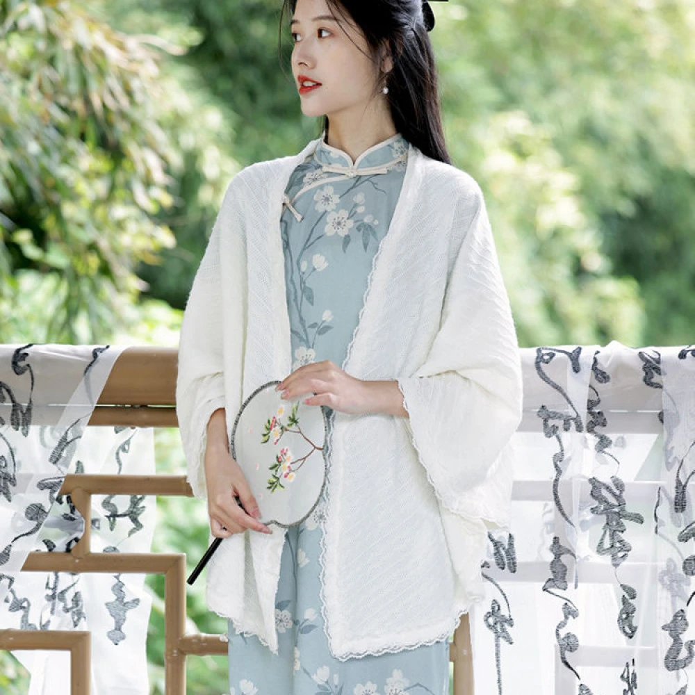 小步格调《春风》复古麻花薄款新中式披肩百搭国风旗袍外披慵懒风夏