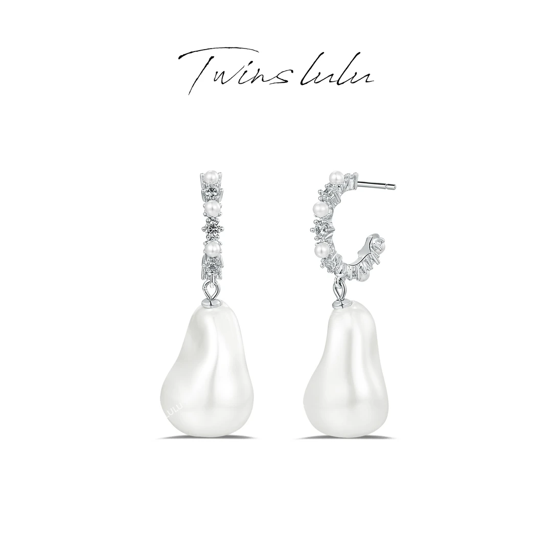 TWINS LULU 镀k金 【春上新】【可可】C型珠耳环TSL1947