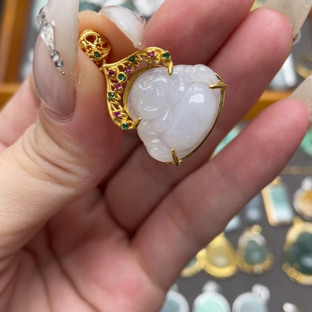 翡翠银S925镶嵌吊坠(不含链)