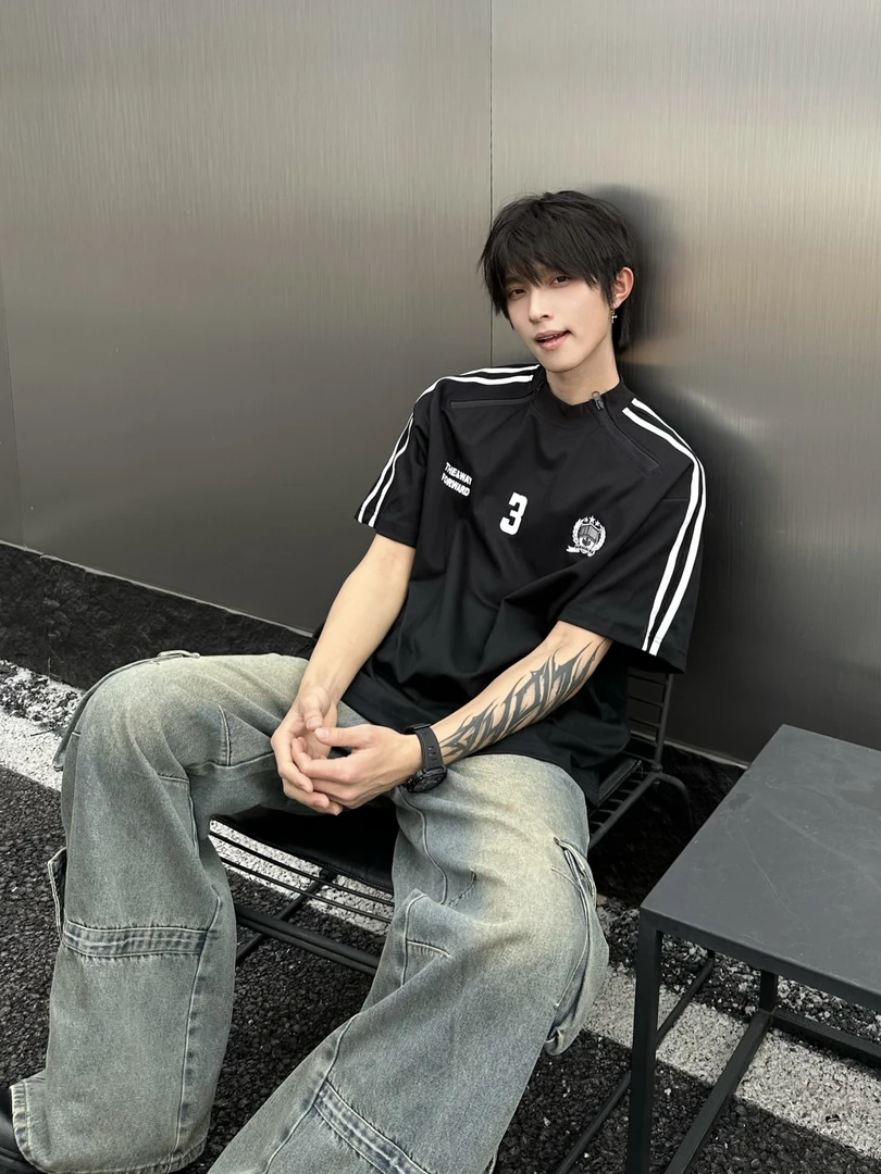 ONEWEEK潮牌青春休闲时尚百 搭男女款字母印花徽标刺绣短袖