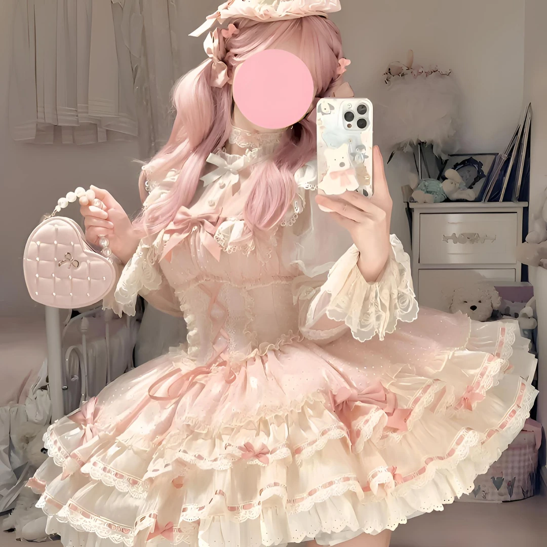 小芙蝶Lolita芭蕾风洛丽塔连衣裙jsk吊带粉色蛋糕公主裙生日礼服