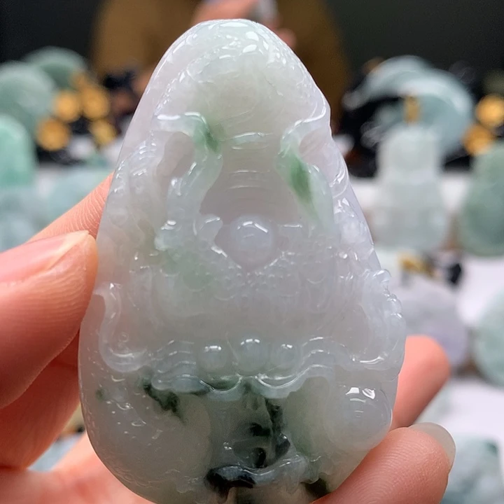 翡翠未镶嵌颈饰随形龙行天下两面工艺福利卡厚10+