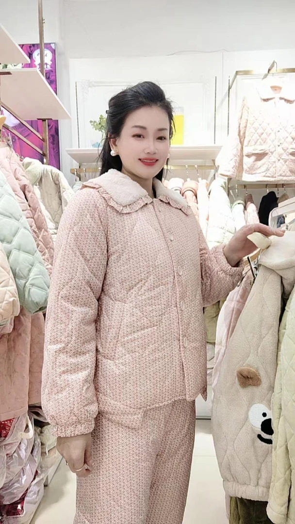 247403水晶绒翻领轻薄不臃肿家居服