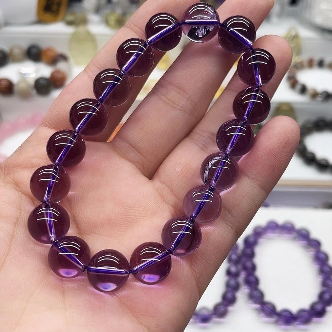 水晶手串未镶嵌纯天然巴西紫水晶手串