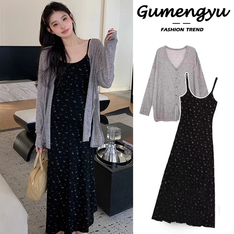 孕妇夏装连衣裙2025新款法式碎花吊带裙时尚洋气防晒开衫夏季裙子