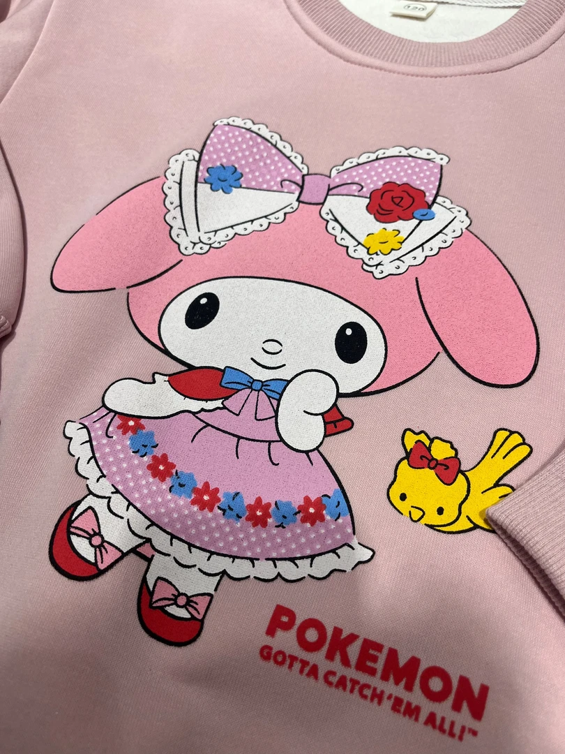 乖崽东冬季新款卡通加绒卫衣  卡通藕粉美乐蒂图案