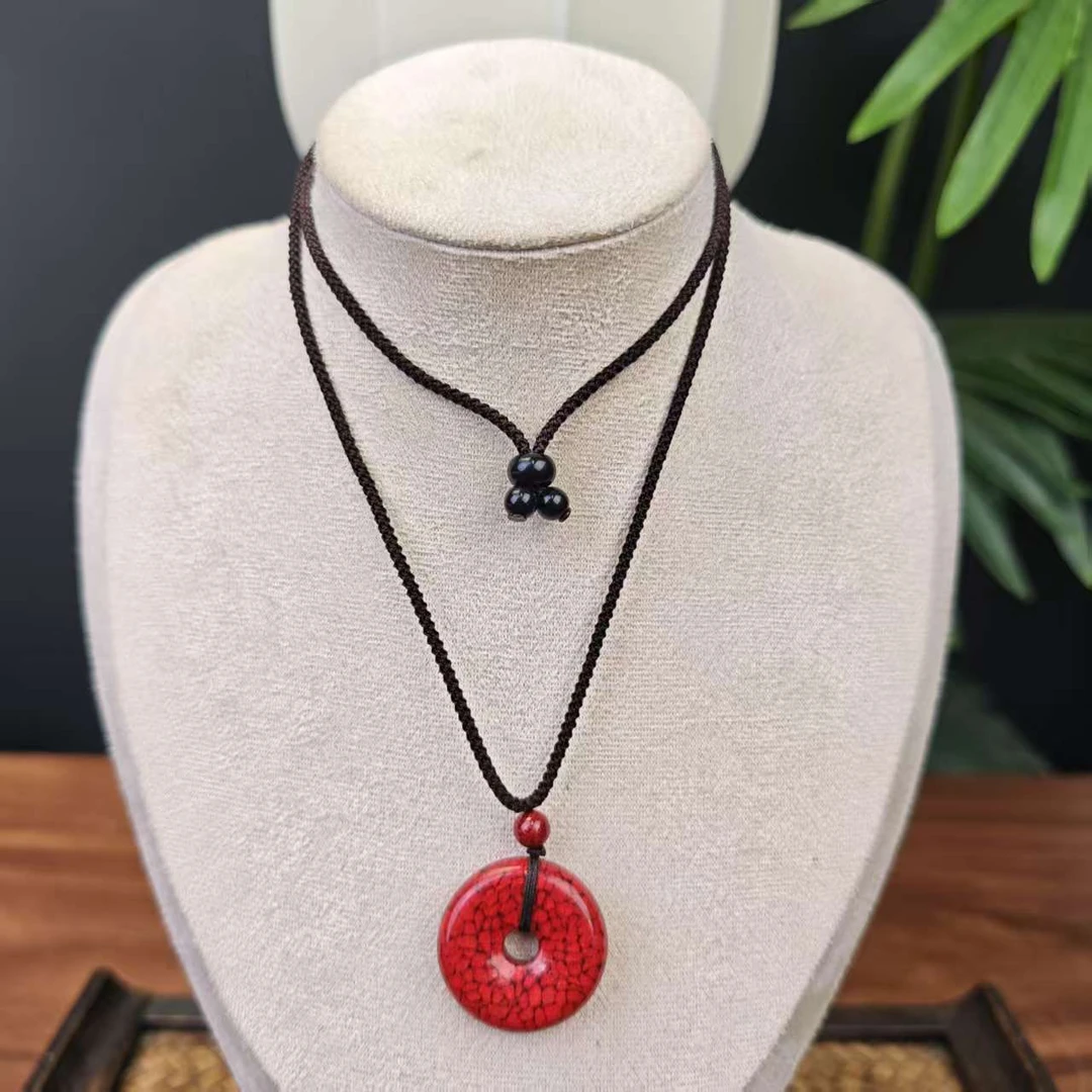 含辰砂工艺品拾趣 朱砂吊坠朱砂平安扣