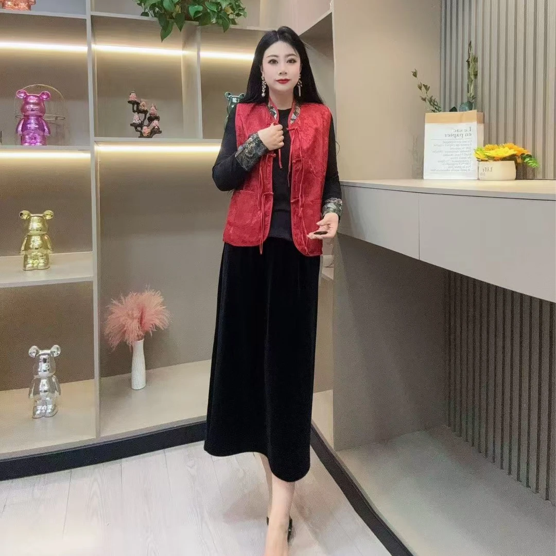 冬季两件套-雨 91115 时尚潮流国风重工艺气质款胖MM大码女装新款