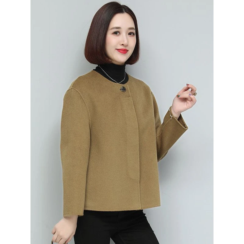 双面呢羊毛大衣短款小香风外套贝壳款法式小香风宽松2025秋冬新款