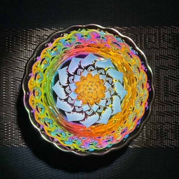 七彩蓝花开富贵陶瓷主人杯茶杯