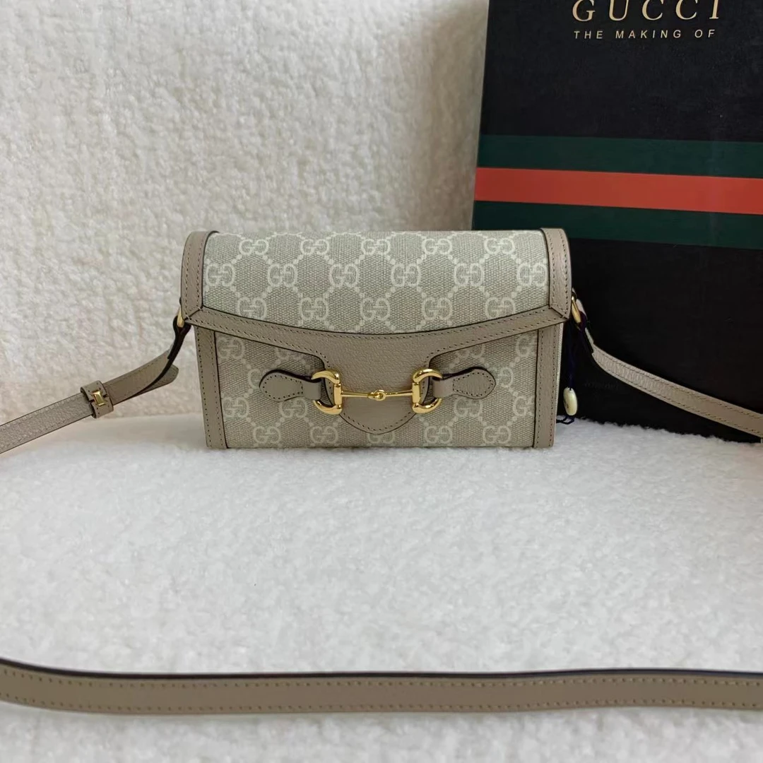 99新 GUCCI/古驰 壹臻/燕麦色1955横版手机包 96174138