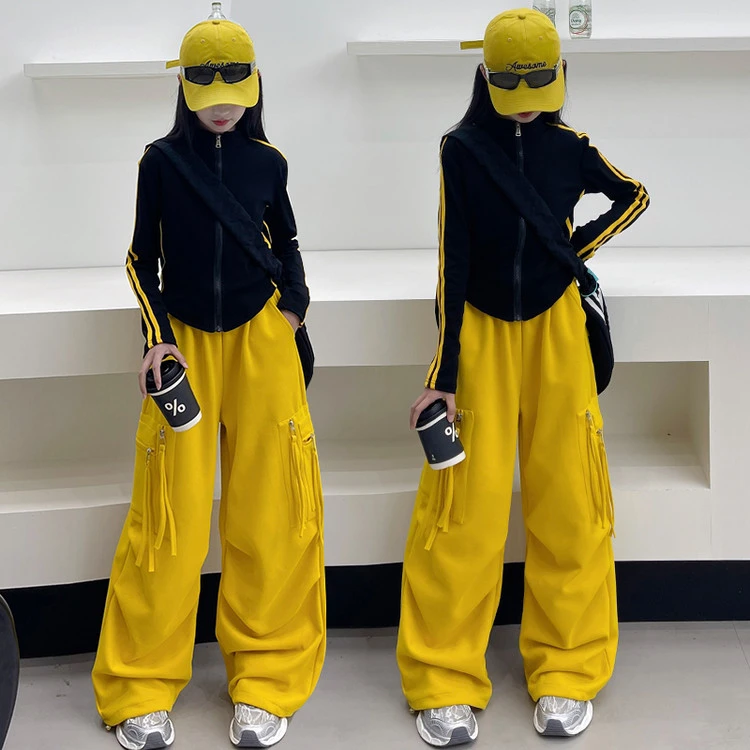 套装韩版春秋纯色女童中大童学院运动时尚百搭潮流保暖户外休闲