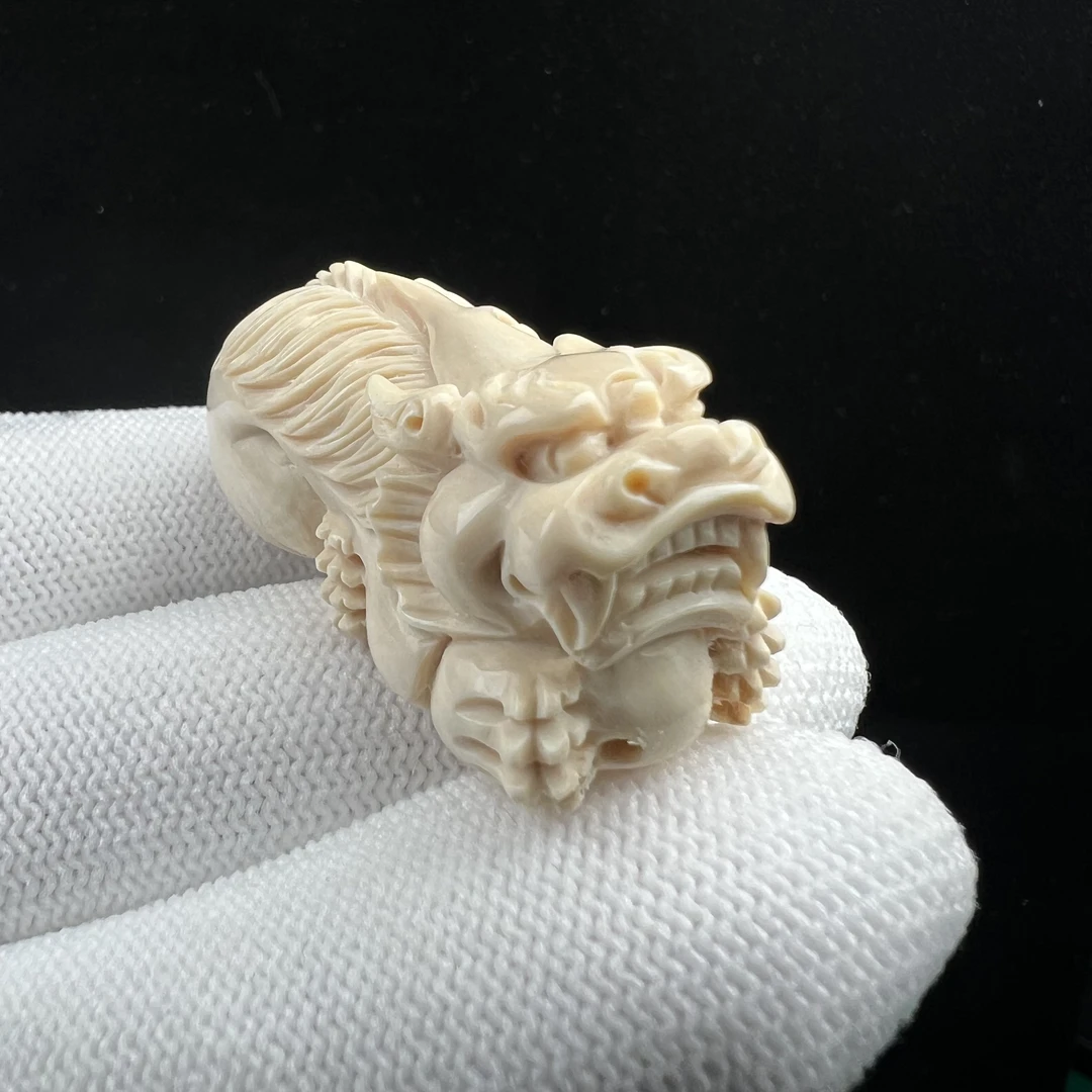 H4536 天然猛犸牙雕刻貔貅19*21*19mm 支持鉴定 假一罚四