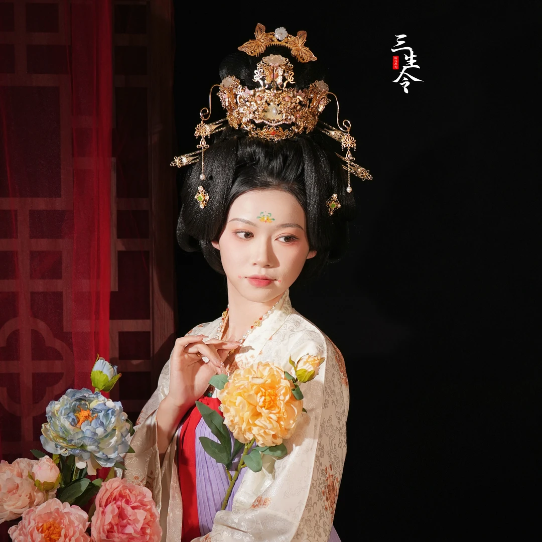 三生令【国色芳华】牡丹县主唐风仕女发冠复原杨紫同款古风发饰富贵