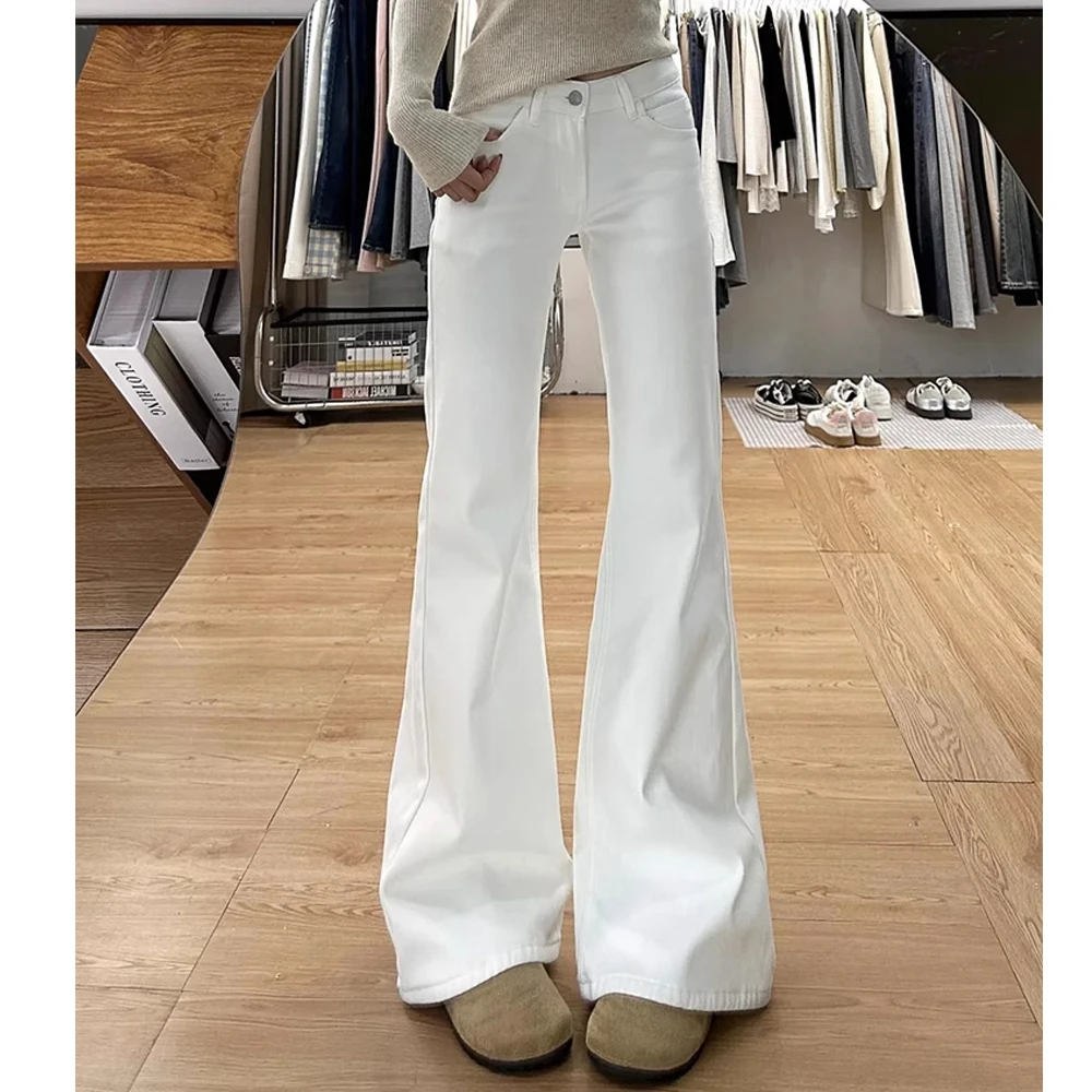 三防白色不贴腿微喇牛仔裤女夏季新款大码胖mm显瘦梨形身材高腰裤