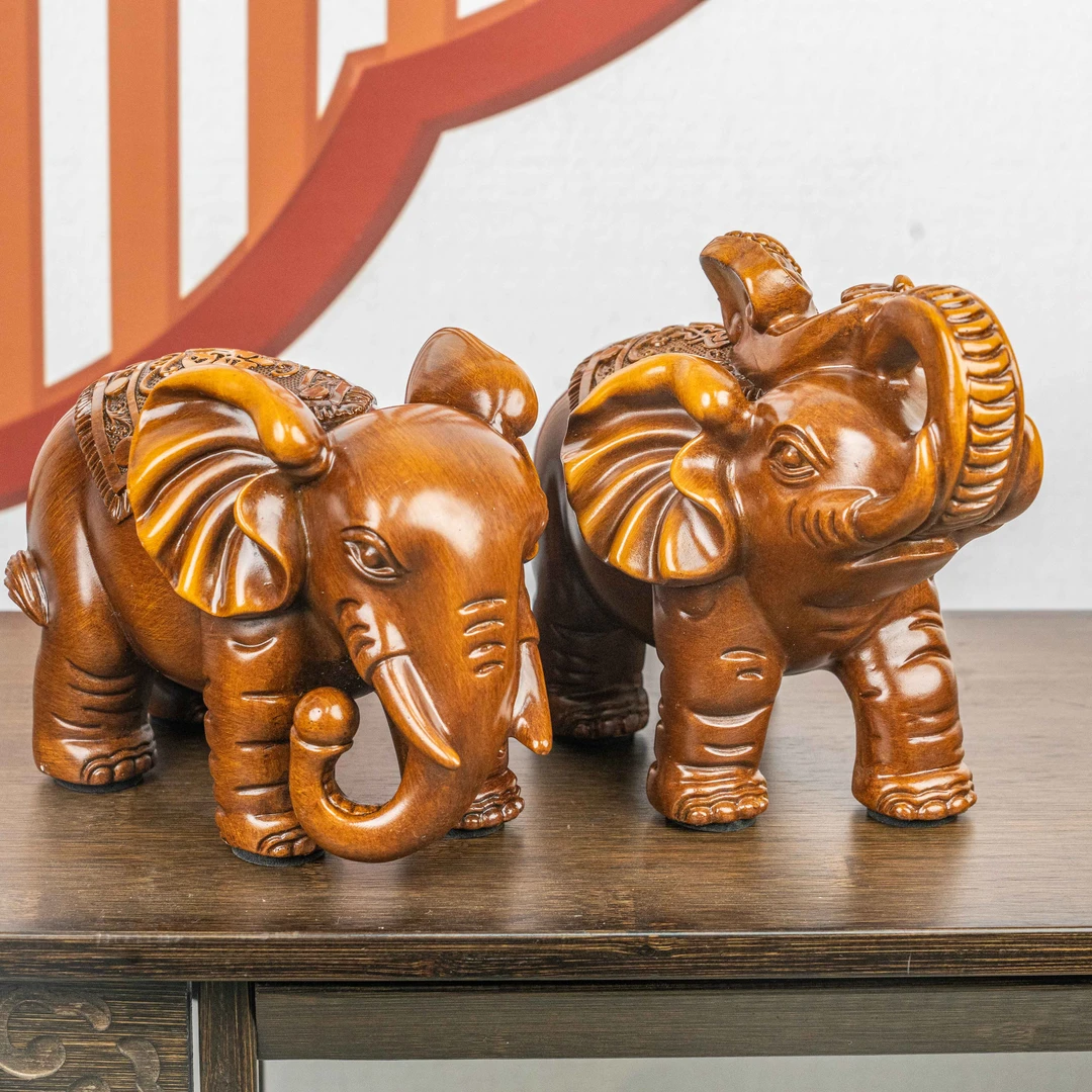 MJ一对小象桌面摆件（公：17.5*9.7*14cm母：16.6*9.4*11.5）
