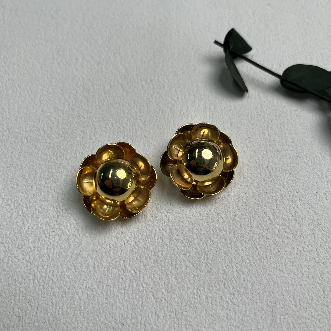 铜合金耳饰 【六六中古】孤品复古耳夹ap7357