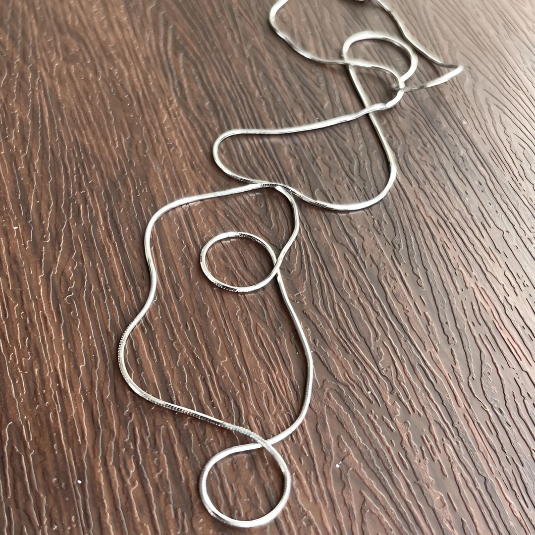 链子925银 琼屿链子925银银镀白金项链细蛇骨链 银锁骨百搭毛衣链